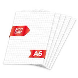 Primus Print Notepads, Set of 5, A6 Squared, 80 g Paper, Writing Pad, Available in Set (5, Squared)