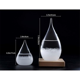 Enkrio Storm Glass Weather Predictor, Weather Station Weather Forecaster with Wood Base, Creative Crystal Glass Bottle for Home & Office Decoration (L)