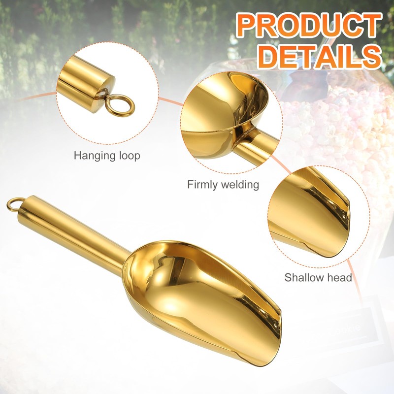 sourcing map 4pcs Metal Ice Scoop, 7.1" x 2.4"Stainless Steel