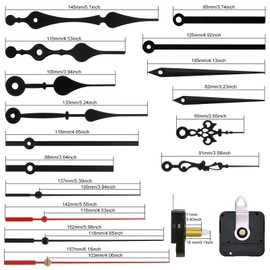 4 Pieces Clock Movement for Wall Clock Clock Movement with Hands DIY Clock Mechanism for Wall Clock Silent Quartz Movement with Hands with 6 Clock Hands Sets for Repair Replacement Parts (Black, Red,