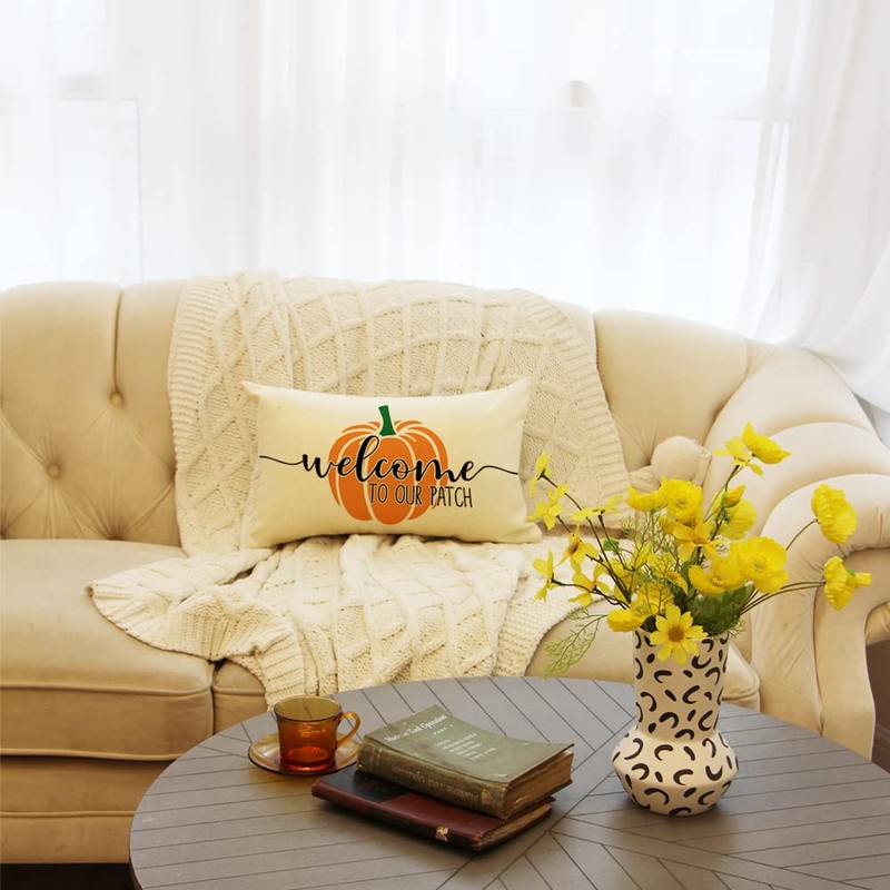 Ogiselestyle Welcome to Our Pumpkin Patch Throw Pillow Covers, 12