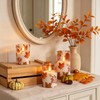 JOIONE Fall Flameless Glass Candles, 3 Pack Maple Leaf LED