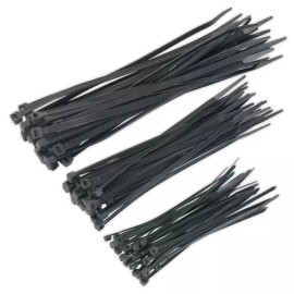 Unbranded 100 pcs CABLE TIES Assorted Sizes Black Plastic ZIP Tie Wire Cord Organizer Pack