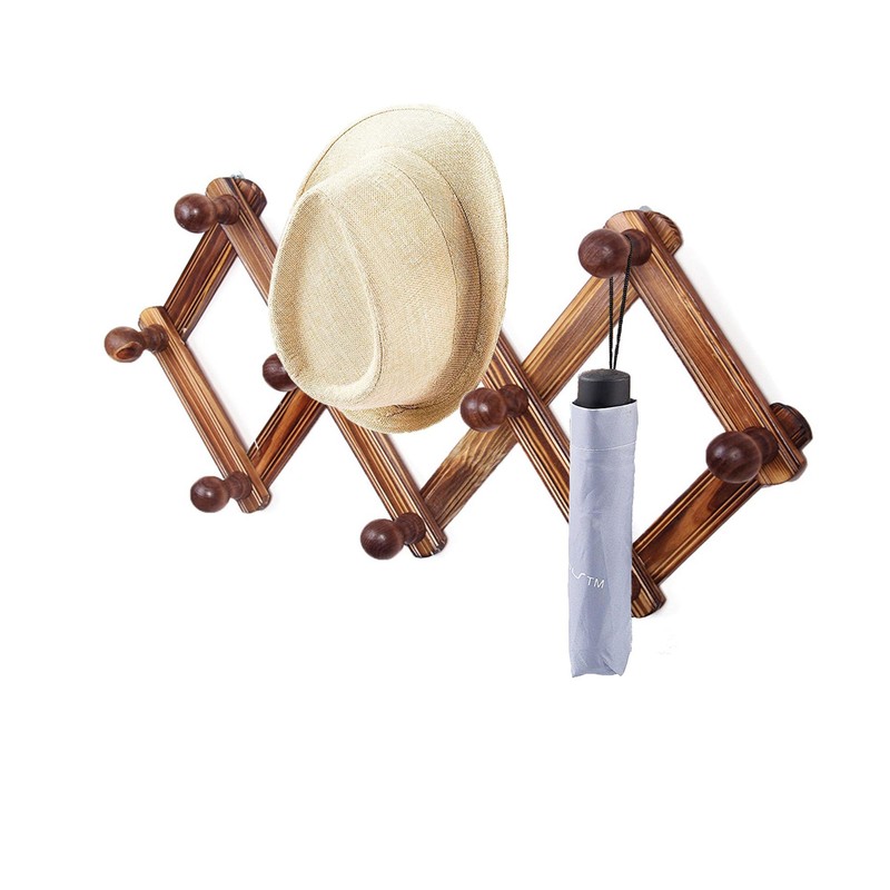 YUEMING Accordion Wall Hanger, 10 Hooks Coat Rack Holder, Expandable