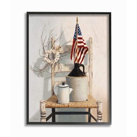 Stupell Industries Vintage Rustic Things American Flag Neutral Painting Black Framed Wall Art, 16 x 20, Multi-Color