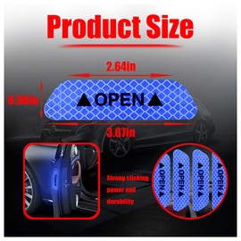 4PCS Car Door Open Warning Reflective Stickers, Night Visibility Car Anti-Collision Protective Strip Tape, Auto Safety Prompt Decals, 3.6 Inch Universal Car Decoration Accessories for Truck, Van, SUV