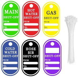 24 Pcs Shut Off Valve Tag Plastic Valve Identification Tag with Ropes 2.5x5 Inch Main and Gas Shut Off Tags Water Shut Off Tags Hose Bib Off Tags Plumbing Identification Pipe Tags for Rental Realtor