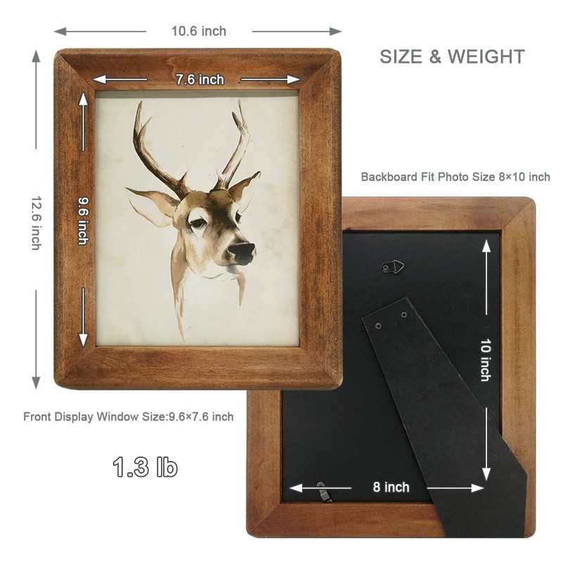 icheesday 8x10 Wood Photo Frames with Glass Window,Rustic Brown 20x25cm