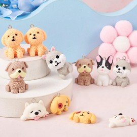 Sparkeads 16pcs Dog Charms Opaque Resin Charms for Keychains, Miniatures, Figures, Embellishments for DIY Necklaces, Earrings, Bracelets, Jewellery Making,, Resin, No Gemstone