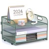 3-Tier Letter Tray Paper Organizer with Handle,Compact Mesh Desk File
