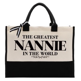 Gift for Grandma Mom, The Greatest Nannie Bag, Canvas Bag Totes for Women Family Members, Mother's Day Gift, Nannie Birthday Gift Idea, Reusable Grocery Bags Shopping Bags Camping Bags, Shoulder Bag