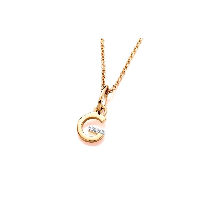 Old English Jewellers 9ct Yellow Gold Real Diamond Initial Pendant