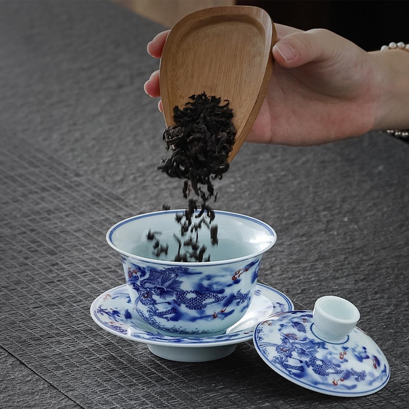 JWCBDY Ceramic Gai Wan Set, Gaiwan Tea Cup With Lid