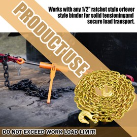 FITHOIST G80 Transport Binder Chain 1/2 Inch x 16 Foot | Tow Chain with Clevis Grab Hooks | 12,000 lbs Safe Working Load | Heavy Duty Chain for Transporting Towing