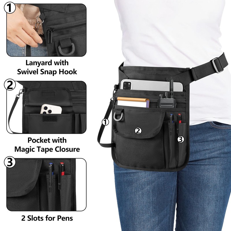 Rexmica Waitress Server Apron with Multiple Pockets and Adjustable Belt,