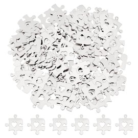 DICOSMETIC 120Pcs Platinum Puzzle with Heart Charms Autism Awareness Charms Heart Love Charms Relationship Unique Jewelry Brass Dangle Charms for Jewelry Making, Hole: 1mm