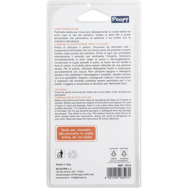 poupy 153.6 Comb with Rounded Teeth Soft and, Assorted Colours