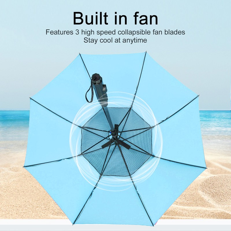 Sun Umbrella with Fan Mister 190T Vinyl Fiberglass UV Proof