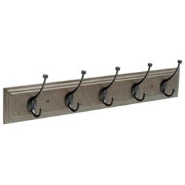 Franklin Brass Pilltop (1-Pack) 27" Coat Rack Wall Mount Driftwood Grey Hat Rack with 5 Hooks Hanging Hook Rail for Clothes, Towels, Purses, Bags, Kitchen, Entry, Closet Organization FBPLLT5-513-R