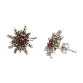 Alpenflüstern DOR033 Costume Stud Earrings Rhinestone Edelweiss Mini – Costume Jewellery Antique Silver with Rhinestones in Traditional Colours, Zinc