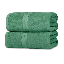 Casa Lino Bath Sheets Set Extra Large - 100% Cotton Extra Large Bath Towels - Highly Absorbent & Quick Dry Oversized Towels for Adults - 60" x 30" - Pack of 2 - (Green)