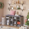 DINZI LVJ Shoe Storage Bench with Cushion, 16-Cubby Shoe Rack,