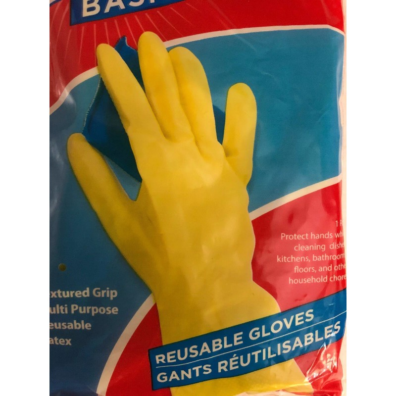 Brillo Basics Reusable Latex Gloves For Cleaning Dishwashing Medium SHIPS