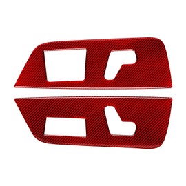 ramuel Compatible with Carbon Fiber Car Seat Adjustment Button Panel Cover Trim Sticker Interior Accessories for Dodge Ram 1500 2500 3500 2013 2014 2015 2016 2017 2018 2019 (2pcs Red)