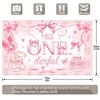 Luminora 72x43inch Fabric Miss Onederful 1st Birthday Backdrop Pink Bow