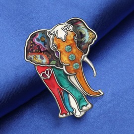 DUOWEI Enamel Shiny Rhinestone Elephant Brooch Elegant Animals Lapel Clothes Scarf Women Teenager Jewellery Gift, Enamel, Rhinestone