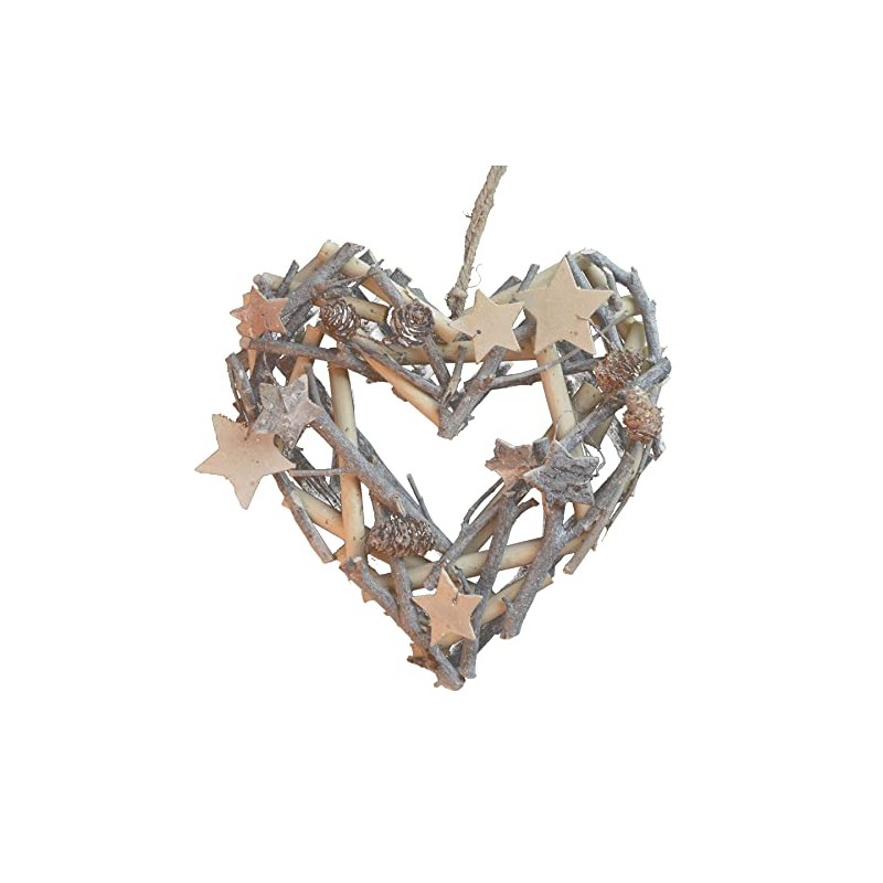 Christmas Decoration Heart Rattan Wreath - Heart "Natural"