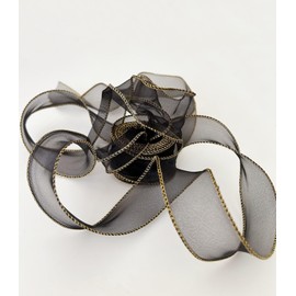 Daihellenstone 10 Yards Black Wired Chiffon Ribbon 1-1/2 Inch Wide Sheer Wired Organza Ribbon for Floral Decor Table Arrangements Apparel Embellishment