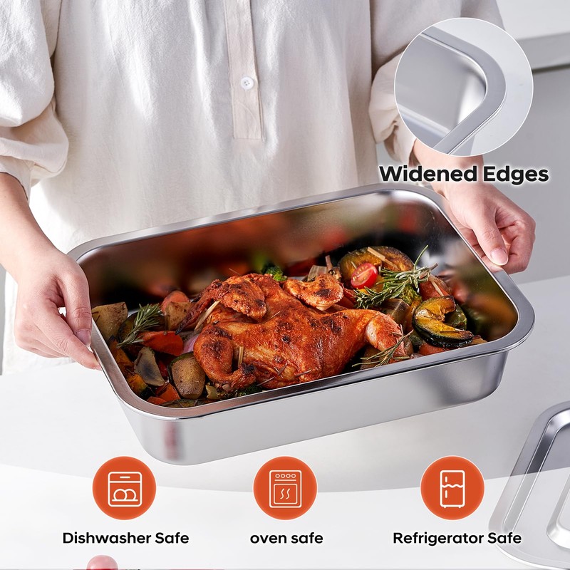 4-Piece 4 Inch Extra Deep Lasagna Pan with Lid, 11x14.2-Inch