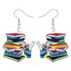 TIZURO Back To School Acrylic Cute Stackable Books Earrings Fun Bookshelf Dangle Novelty Jewellry For Women Librarian Teacher's Day Charms Gifts (Multi)