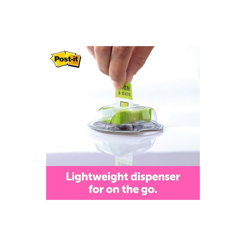 3M Post-it banderitas verdes con dispensador de escritorio, 1 pza