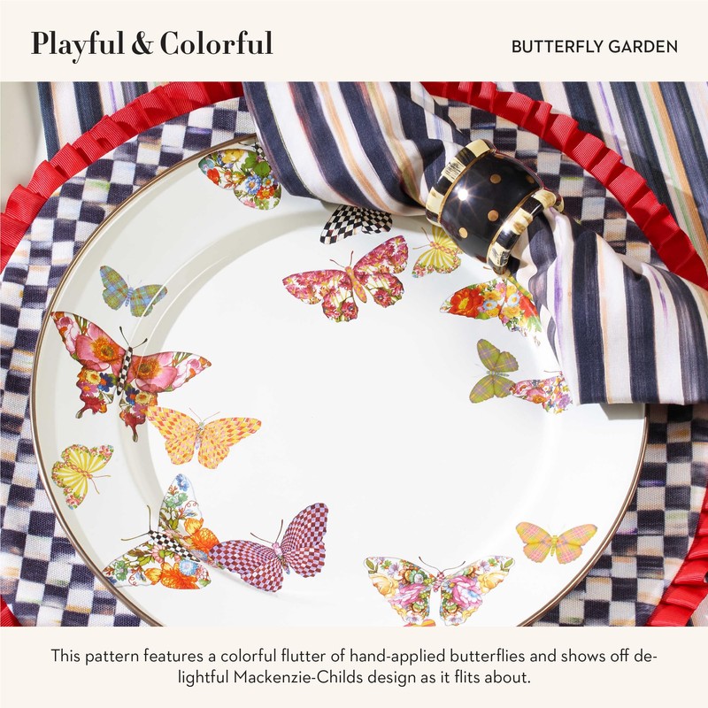 MACKENZIE-CHILDS Enamel Dinner Plate, Decorative Dinnerware Plate, 10 Inches, Set