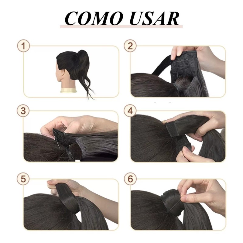 Xbwig Coleta Postiza Cabello Lacio Caballo Natural Extensiones