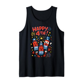 Funny Firecracker USA Happy 4th of July Snap Pop Crackle Tank Top