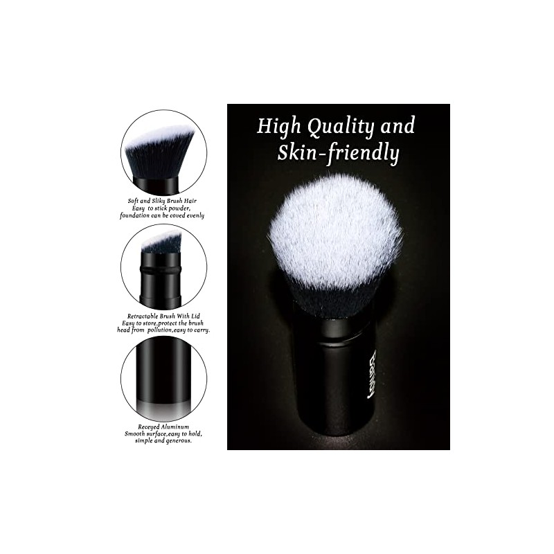 Brocha Maquillaje Kabuki Cara Cepillo Retráctil Viaje Portátil Impecable Base