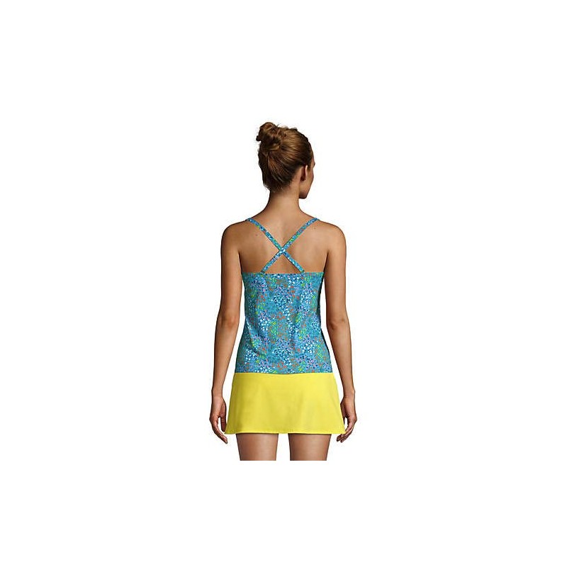 Lands' End Women Chlorine Resistant Tie Front Underwire Tankini Top