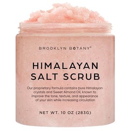 Himalayan Salt Body Scrub 10 oz - All Natural Cleansing Exfoliator With Sweet Almond Oil Promoting Radiant Skin - Brooklyn Botany