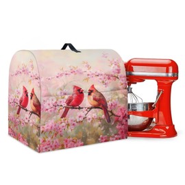 Generic Pink Cardinal Bird with Flower Stand Mixer Cover, Dust Covers Protector, 4.5-8 Quart, Fit Tilt Head & Bowl Lift Models, Waterproof, Polyester, Drawstring Closure