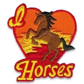 I Love (Heart) Horses Fun Embroidered Iron on Patch Perfect for Jackets, Uniforms, Hats, Backpacks and More