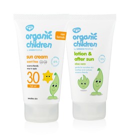 Green People Set mit Bio-Sonnencreme für Kinder mit LSF 30 + After-Sun, 2x 150 ml | Natürliche Bio-Sonnencreme für Kinder | Ekzem-freundlich, für empfindliche Haut, bei Hitzebläschen