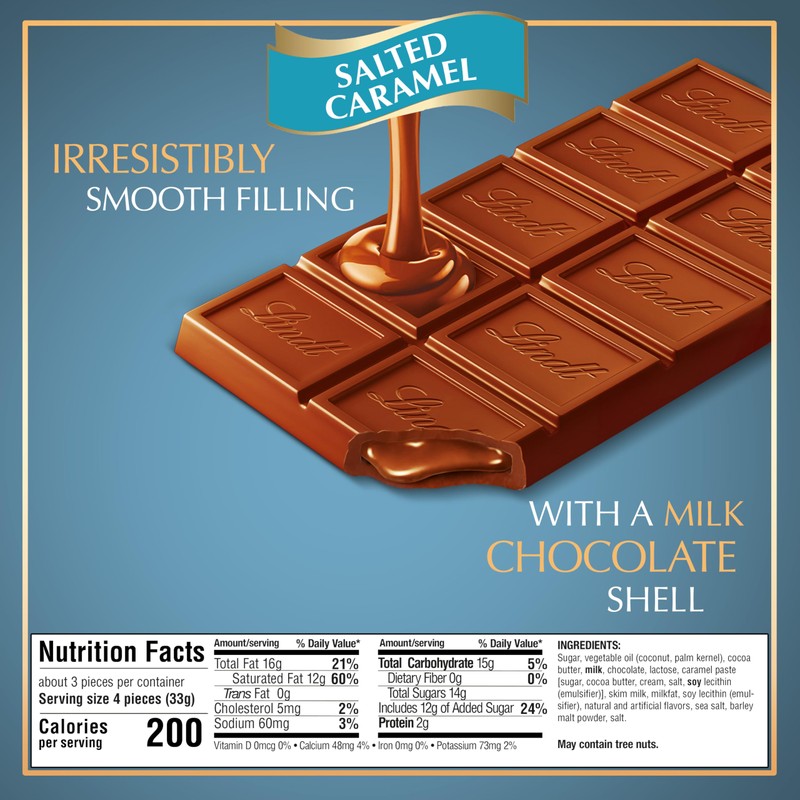 Lindt LINDOR Salted Caramel Milk Chocolate Truffle Bar, Easter Chocolate