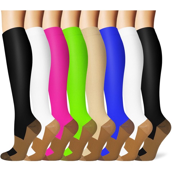 Iseasoo Copper Compression Socks For Men & Women Circulation-Best For Running Hiking Cycling 15-20 mmHg(S/M)