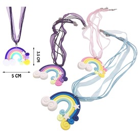 ENSTAB Pack of 9 Rainbow Necklaces Girls for Children's Birthday Gifts, clay making