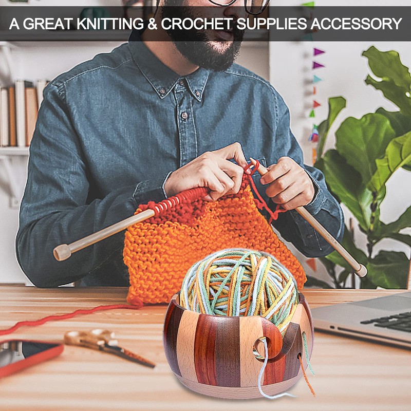 Coopay Yarn Bowl, Wool Holder, Wooden Yarn Holder for Knitting