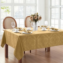 Elrene Home Fashions Caiden Elegance Damask Tablecloth, 52" x 52", Gold
