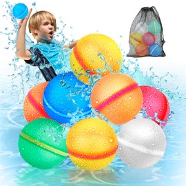 Wowday Reusable Water Balloons for Kids, 8PCS Water Balloons Quick Fill, Refillable Water Balloons, Self Sealing Magnetic Water Bomb Balls Summer Pool Water Toy for Boys Girls